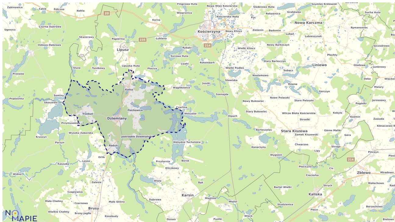 Mapa obszarów ochrony przyrody Dziemian